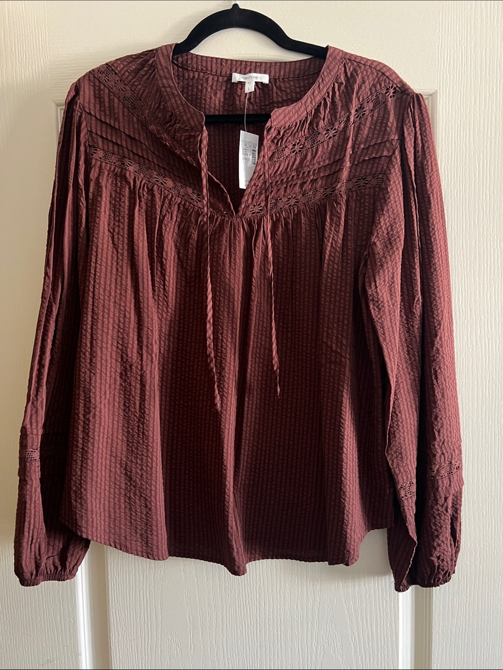 Maurices Rust Textured Peasant Blouse